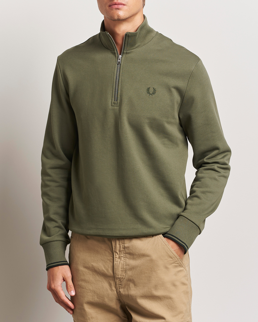 Uomini | Reparti | Fred Perry | Half Zip Sweatshirt Laurel Green