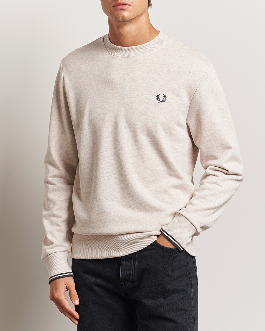 Uomini | Best of British | Fred Perry | Crew Neck Sweatshirt Oatmeal Melange