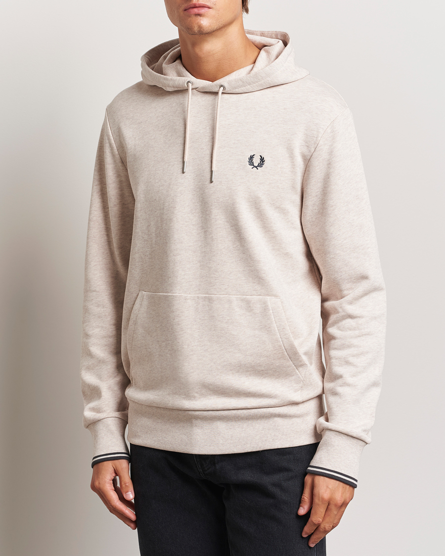 Uomini | Best of British | Fred Perry | Tipped Hoodie Oatmeal Melange