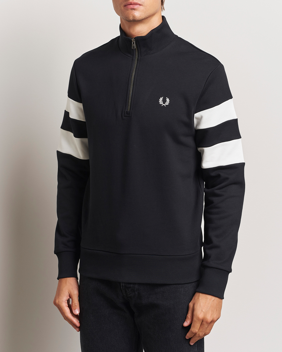 Uomini | Maglieria | Fred Perry | Tipped Sleeve Half Zip Sweatshirt Black