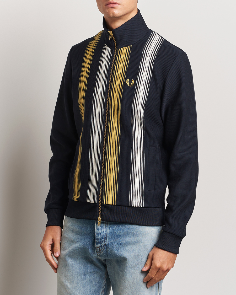 Uomini | Best of British | Fred Perry | Ombre Striped Track Jacket Navy