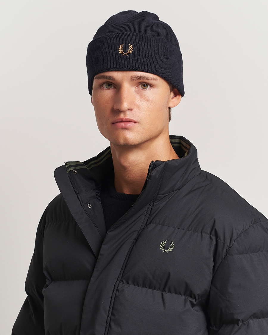 Uomini |  | Fred Perry | Merino Wool Beanie Navy