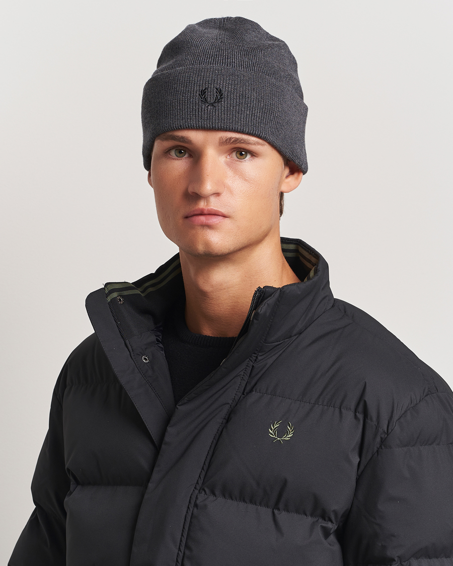 Uomini | Accessori | Fred Perry | Merino Wool Beanie Dark Grey Marl