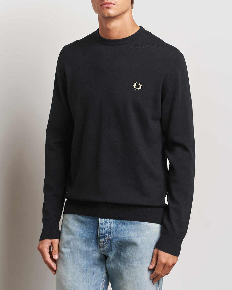 Uomini |  | Fred Perry | Classic Crew Neck Jumper Black