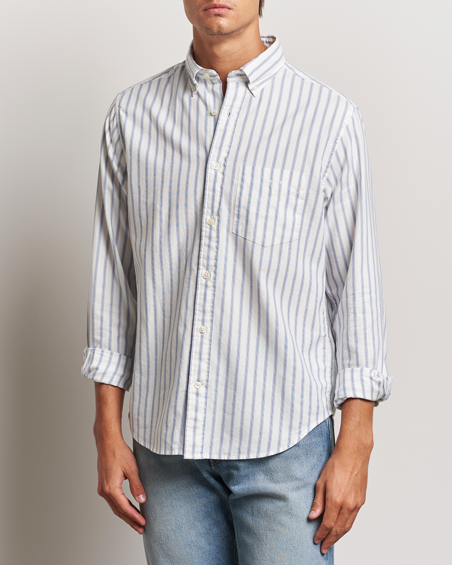 Uomini | Business & Beyond - Casual | GANT | Archive Oxford Stripe Shirt Egg Shell