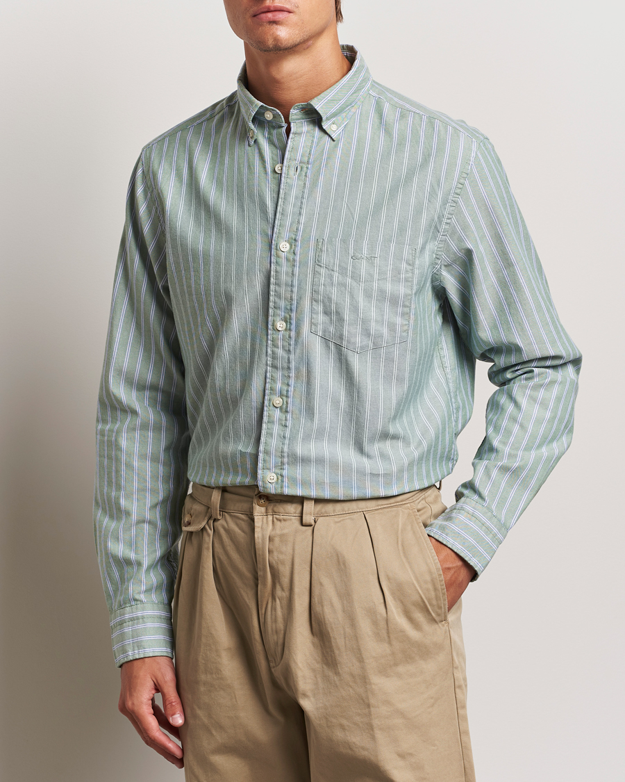 Uomini | GANT | GANT | Archive Oxford Stripe Shirt Dry Forest