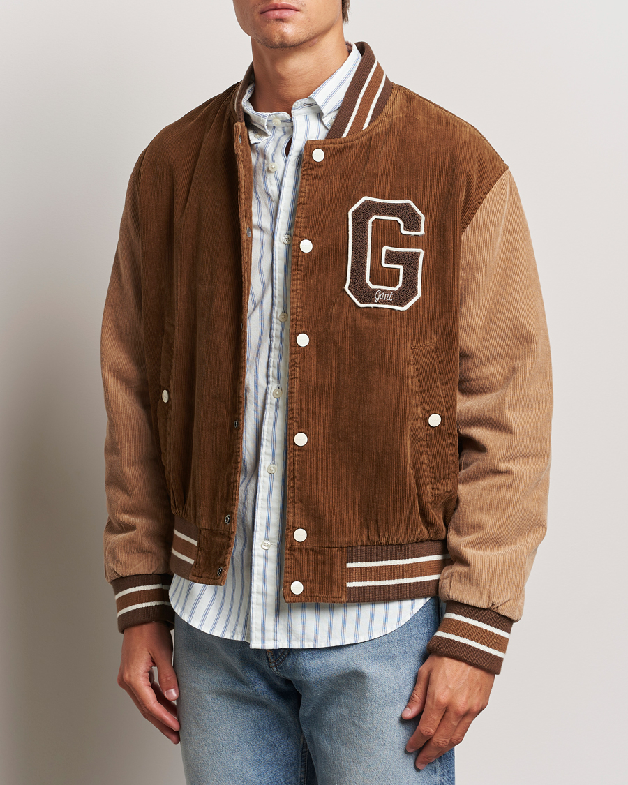 Uomini | Business & Beyond - Casual | GANT | Cord Varsity Jacket Cacao Brown