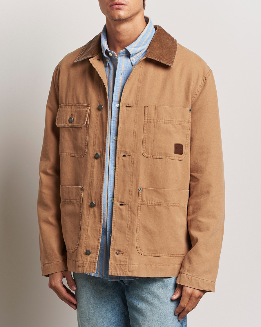 Uomini | Giacche cerate | GANT | Cotton Work Jacket Roasted Walnut