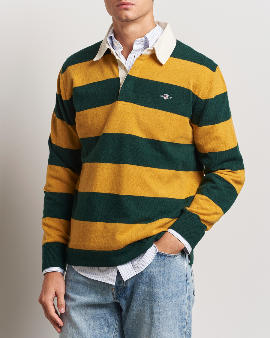 Uomini | GANT | GANT | Extra Fine Lambswool Striped Rugger Tartan Green