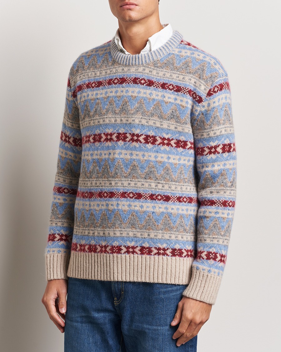 Uomini | GANT | GANT | Fair Isle Crew Neck Clear Sky