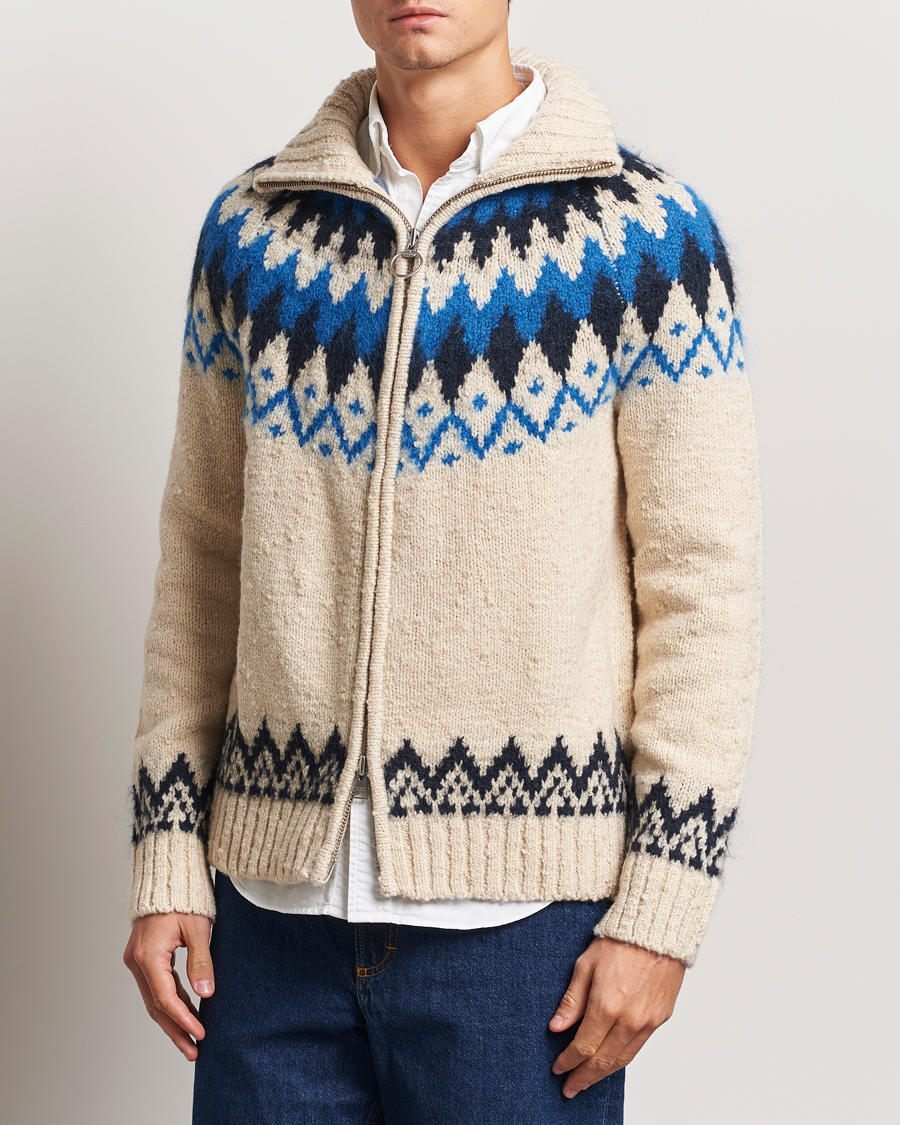 Uomini | GANT | GANT | Jacquard Zip Cardigan Cream