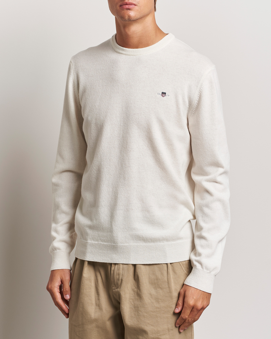 Uomini | GANT | GANT | Lambswool Crew Neck Pullover Cream