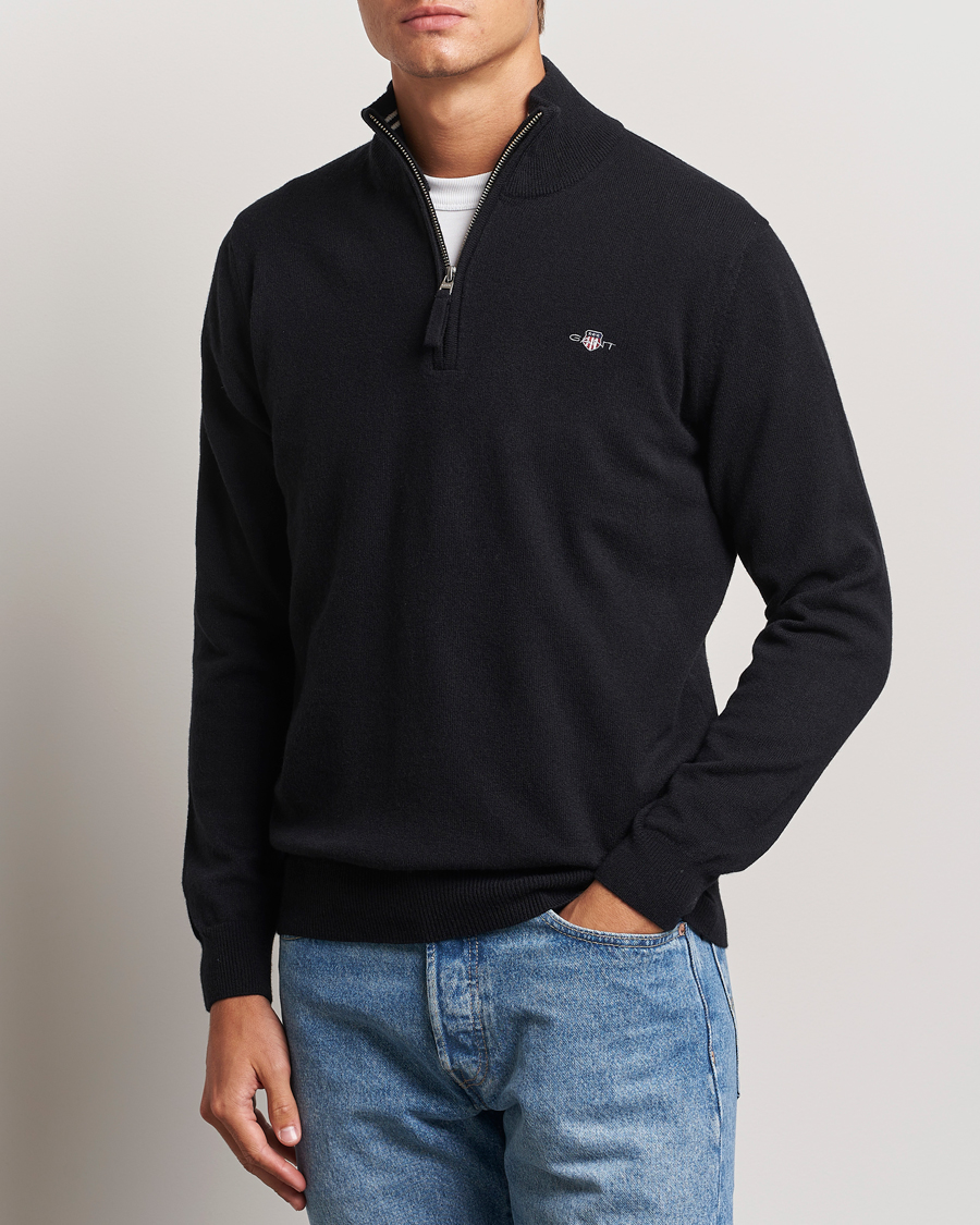 Uomini | Maglieria | GANT | Lamsbwool Half Zip Black