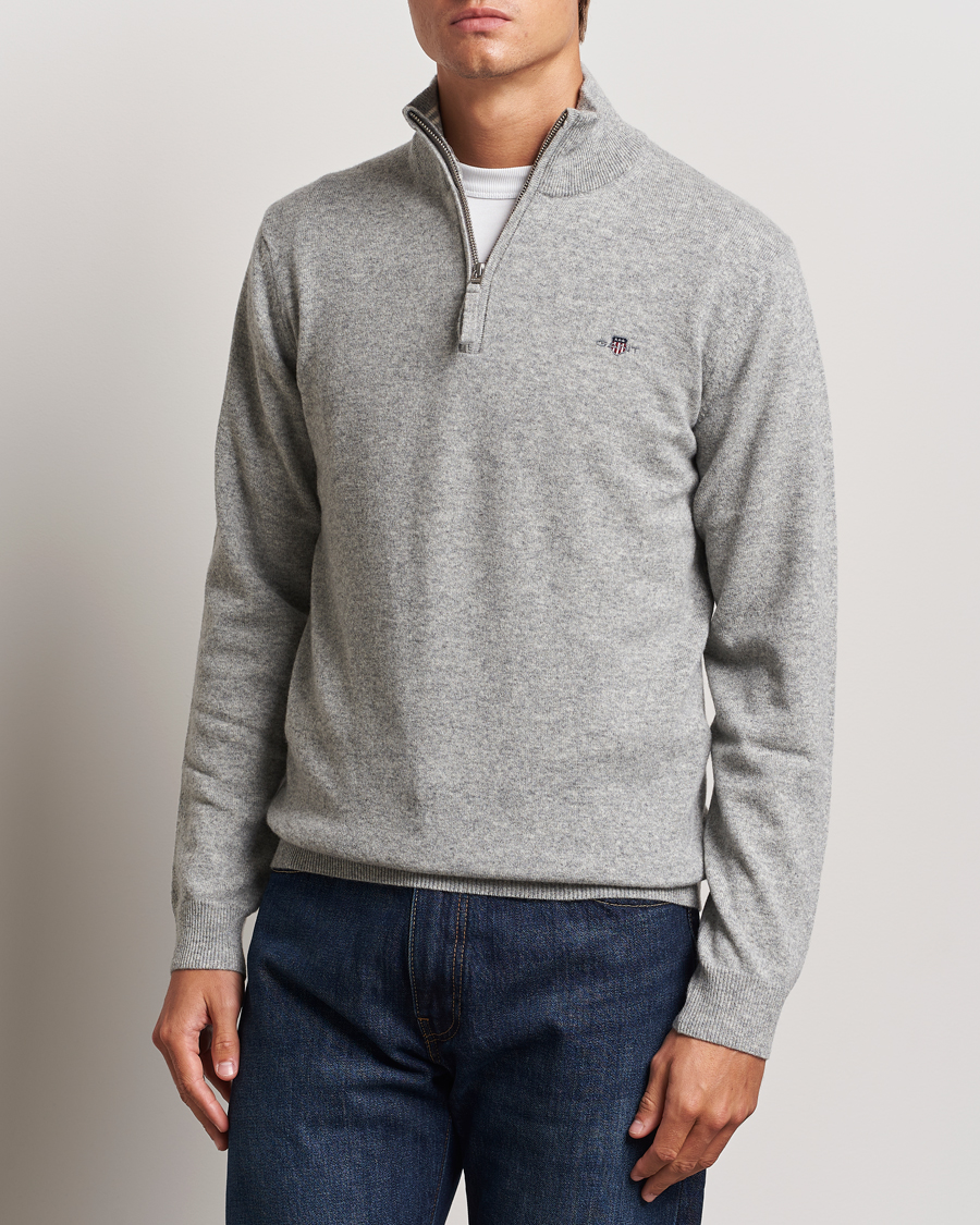 Uomini |  | GANT | Lamsbwool Half Zip Grey Melange