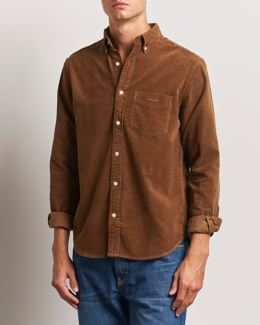 Uomini | GANT | GANT | Regular Fit Corduroy Shirt Brown Melange