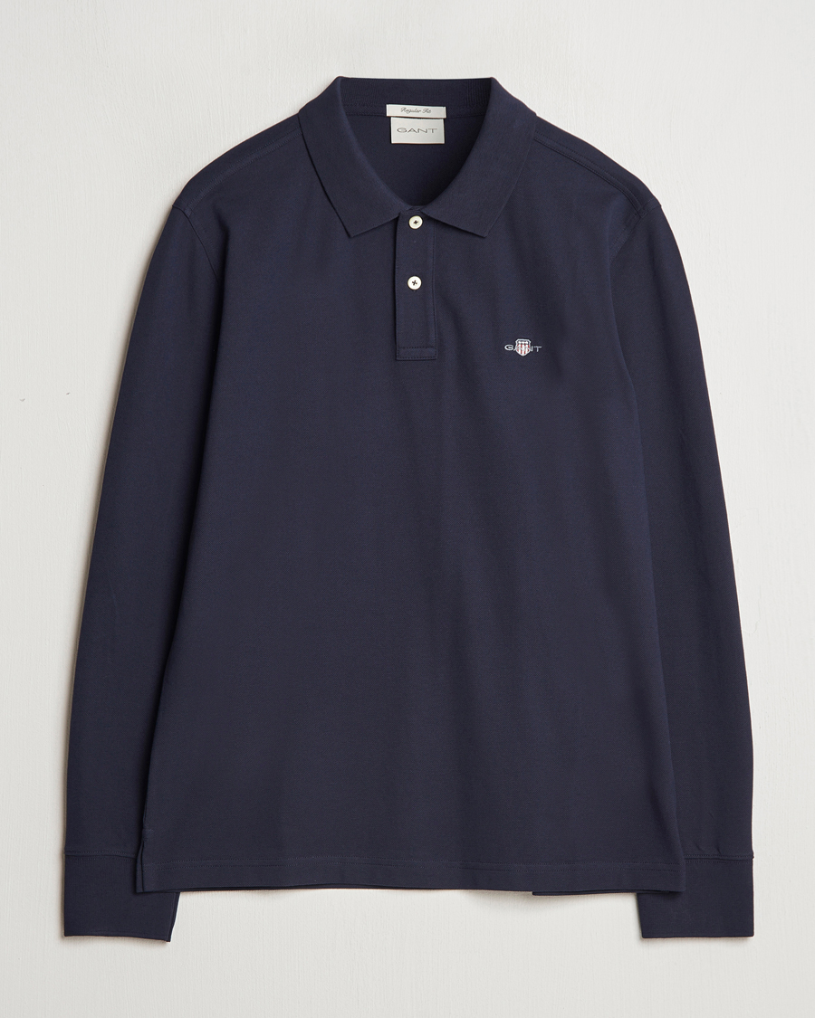 Uomini | Maglieria | GANT | Regular Shield Pique Polo Evening Blue