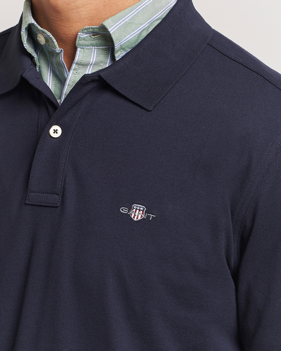 Uomini | Maglieria | GANT | Regular Shield Pique Polo Evening Blue