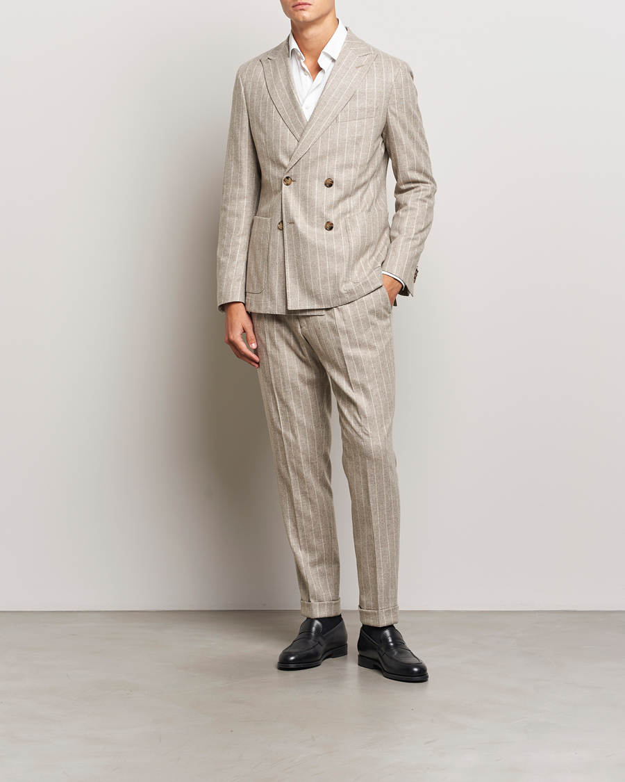 Uomini | BOSS | BOSS BLACK | Hanry Wool Pinstriped Suit Light Beige