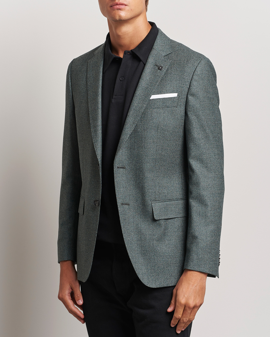 Uomini | Blazer di lana | BOSS BLACK | Hutson Wool Dogtooth Blazer Light Green