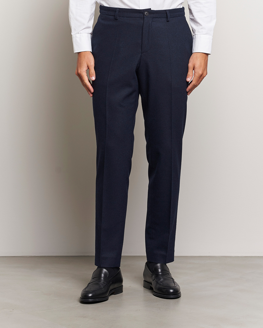 Uomini | Pantaloni da abito | BOSS BLACK | Genius Wool Tech Trousers Dark Blue