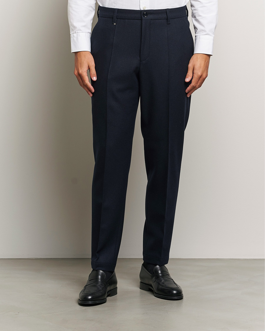 Uomini | Pantaloni da abito | BOSS BLACK | Perin Wool Trousers Dark Blue