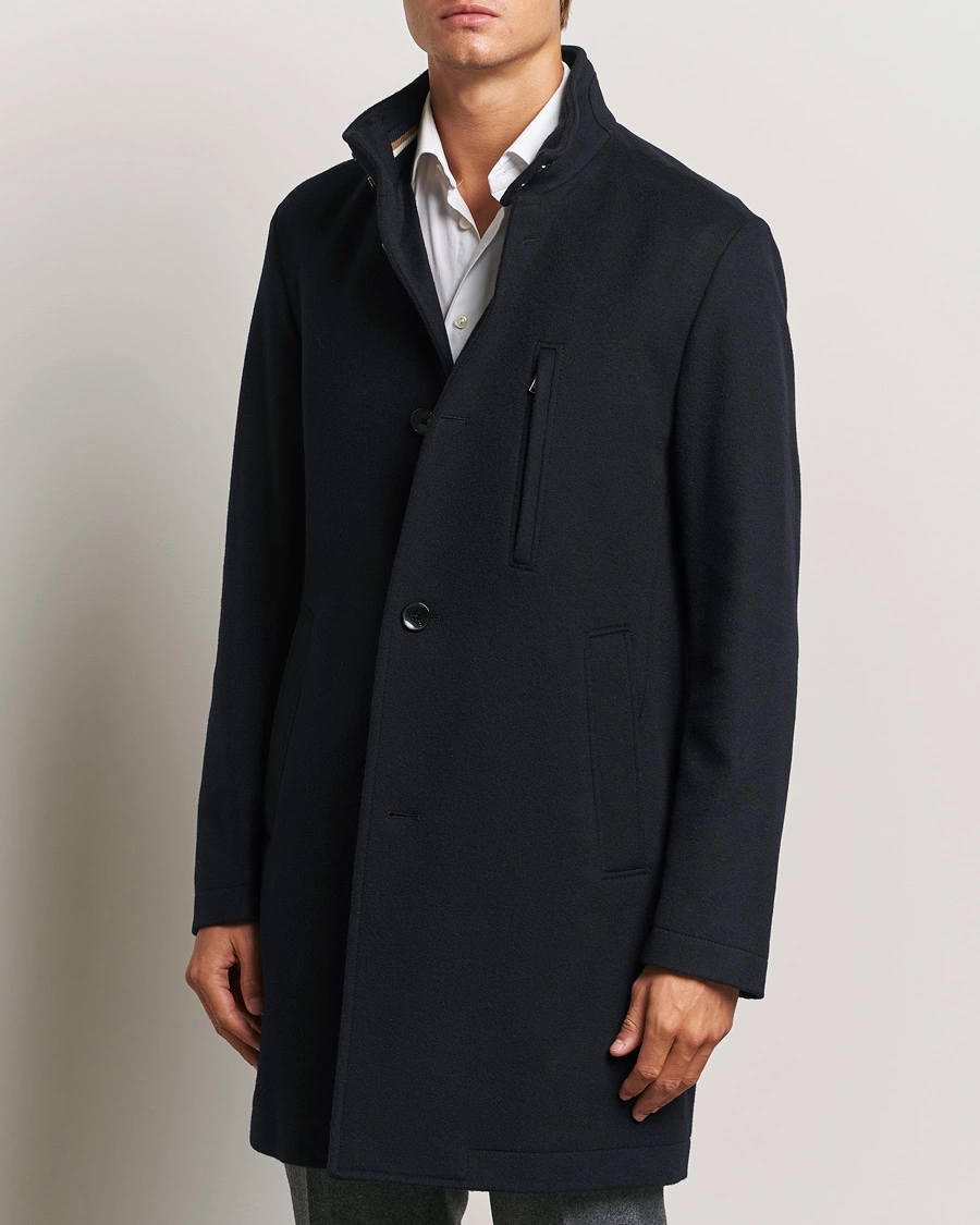 Uomini | BOSS BLACK | BOSS BLACK | Hyde Stand Up Collar Coat Dark Blue