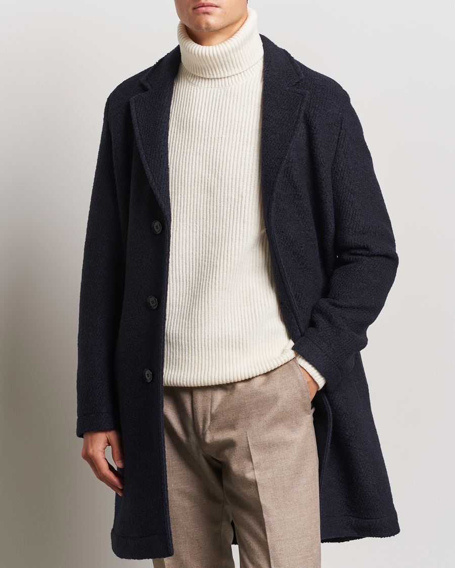 Uomini | Cappotti | BOSS BLACK | Hyde Structured Wool Coat Dark Blue