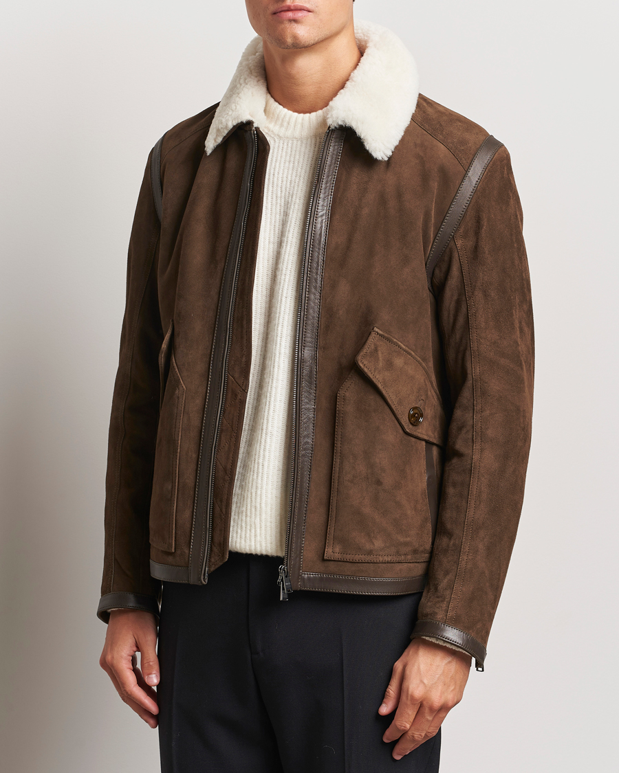 Uomini | Giacche autunnali | BOSS BLACK | Montel Suede Searling Bomber Jacket Brown