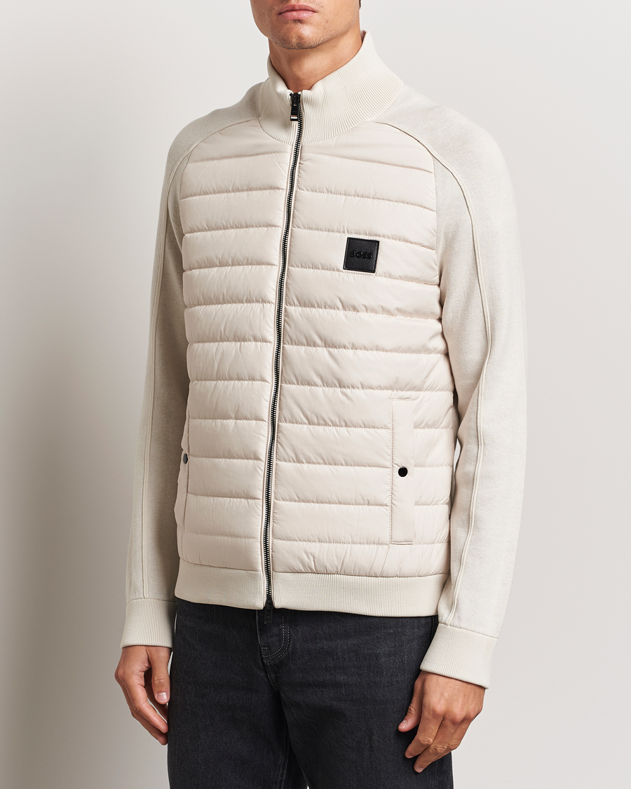 Uomini | Maglieria | BOSS BLACK | Esfero Hybrid Full Zip Open White