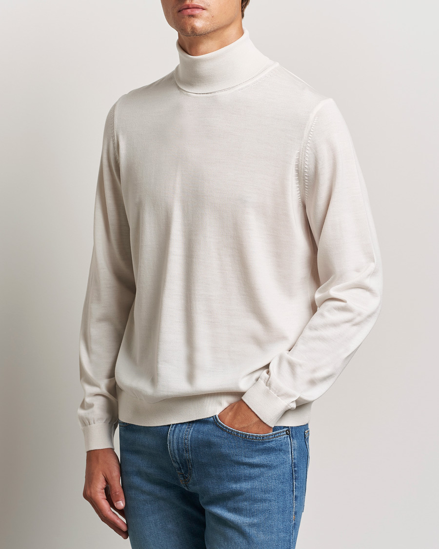 Uomini | Dolcevita | BOSS BLACK | Musso Merino Knitted Polo Open White