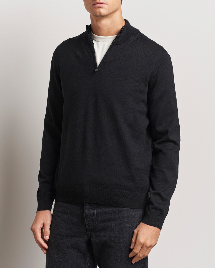 Uomini | Maglieria | BOSS BLACK | Ebenji Merino Knitted Half Zip Black