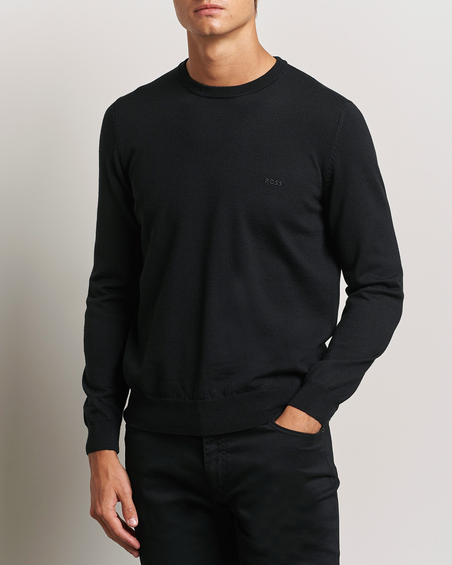 Uomini | BOSS BLACK | BOSS BLACK | Botto Merino Knitted Pullover Black