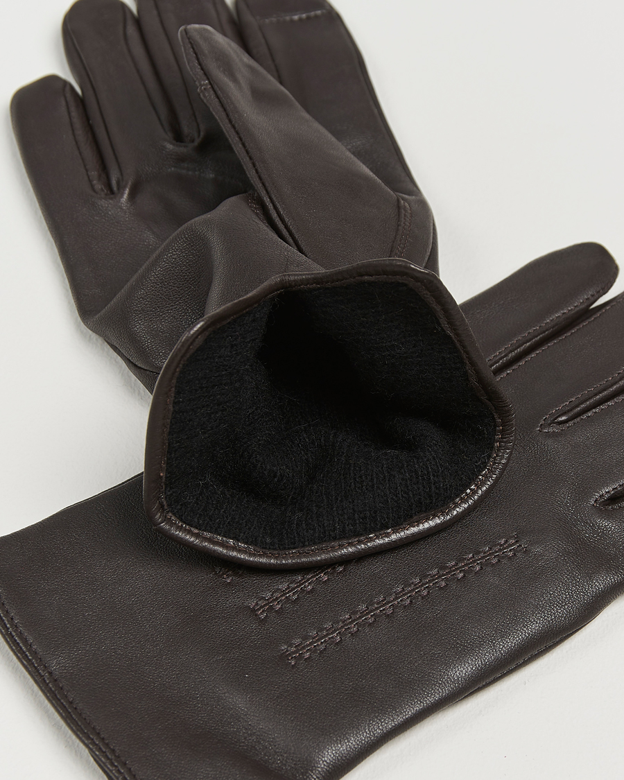 Uomini |  | BOSS BLACK | Hainz Leather Gloves Dark Brown