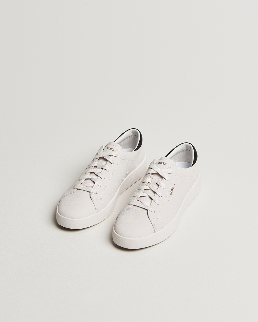 Uomini | Sneakers basse | BOSS BLACK | Belwar Leather Sneaker Open White