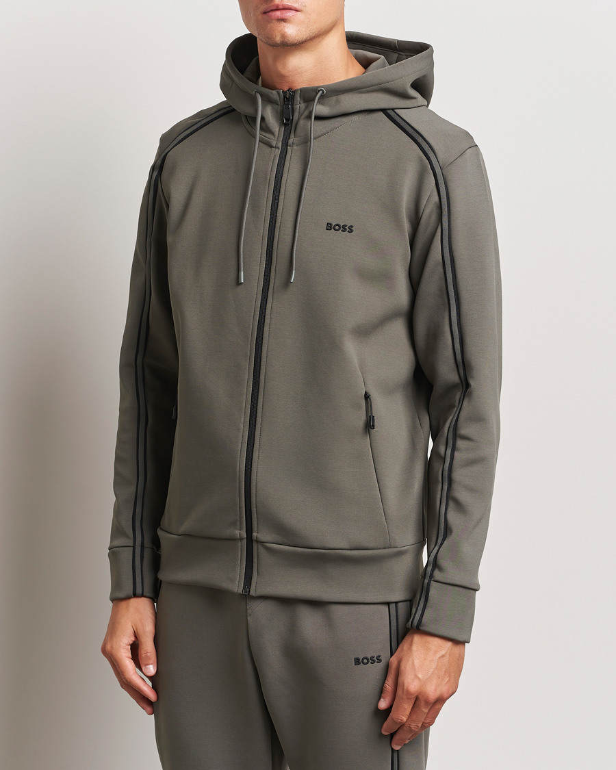 Uomini |  | BOSS GREEN | Saggy Full Zip Hoodie Light Grey