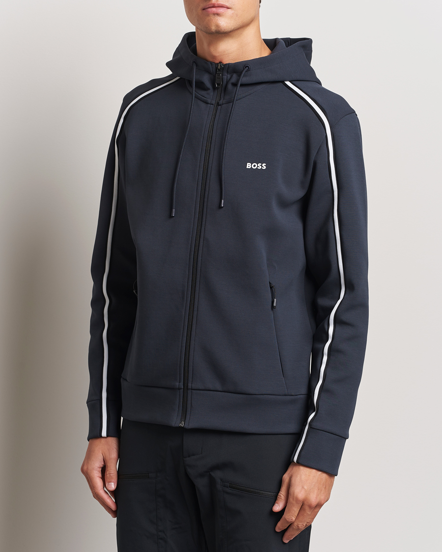 Uomini |  | BOSS GREEN | Saggy Full Zip Hoodie Dark Blue