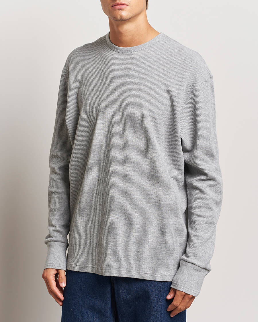 Uomini | Maglieria | Jeanerica | Jean Waflle Texture Sweater Light Grey Melange