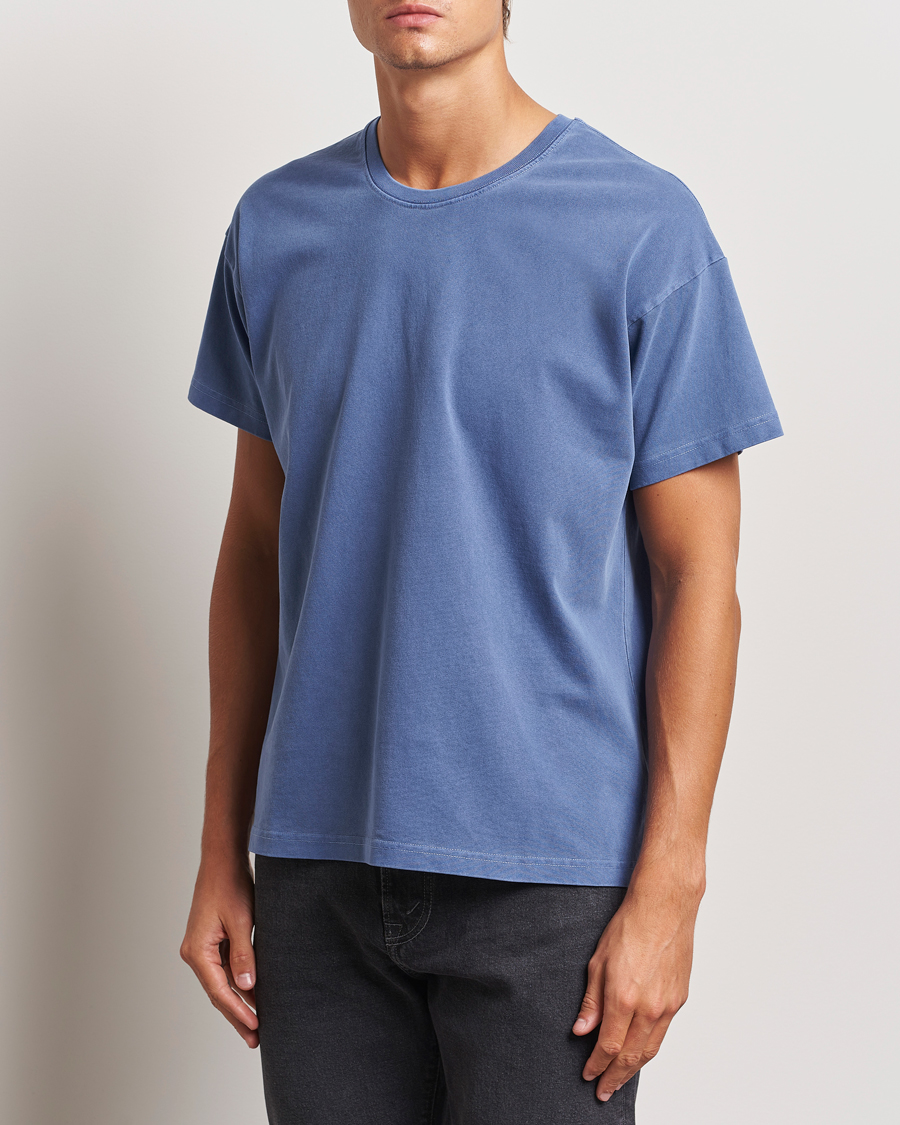 Uomini | T-Shirts | Jeanerica | Ruben Crew Neck T-Shirt Washed Adriatic Blue