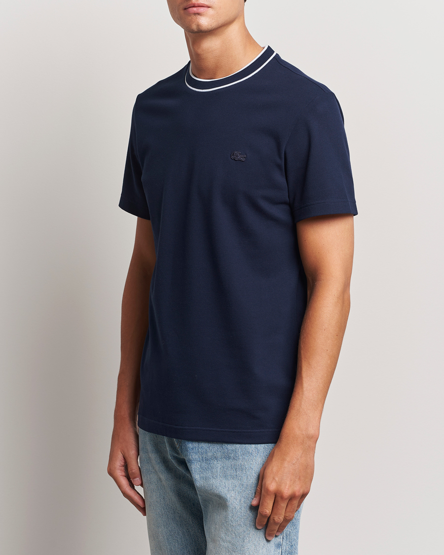 Uomini | Lacoste | Lacoste | Contrast Rib Piqué T-Shirt Navy