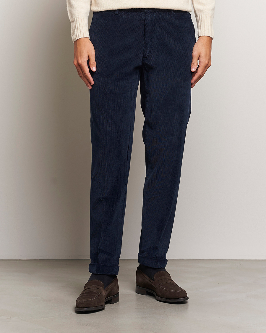 Uomini | Pantaloni | Briglia 1949 | Easy Fit Corduroy Trousers Navy