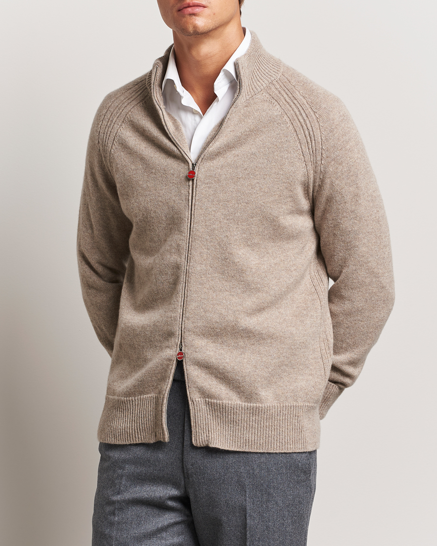 Uomini | Full-zip | Kiton | Cashmere Raglan Full Zip Beige