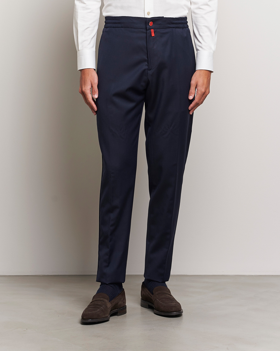 Uomini | Kiton | Kiton | Wool Stretch Drawstring Trousers Navy