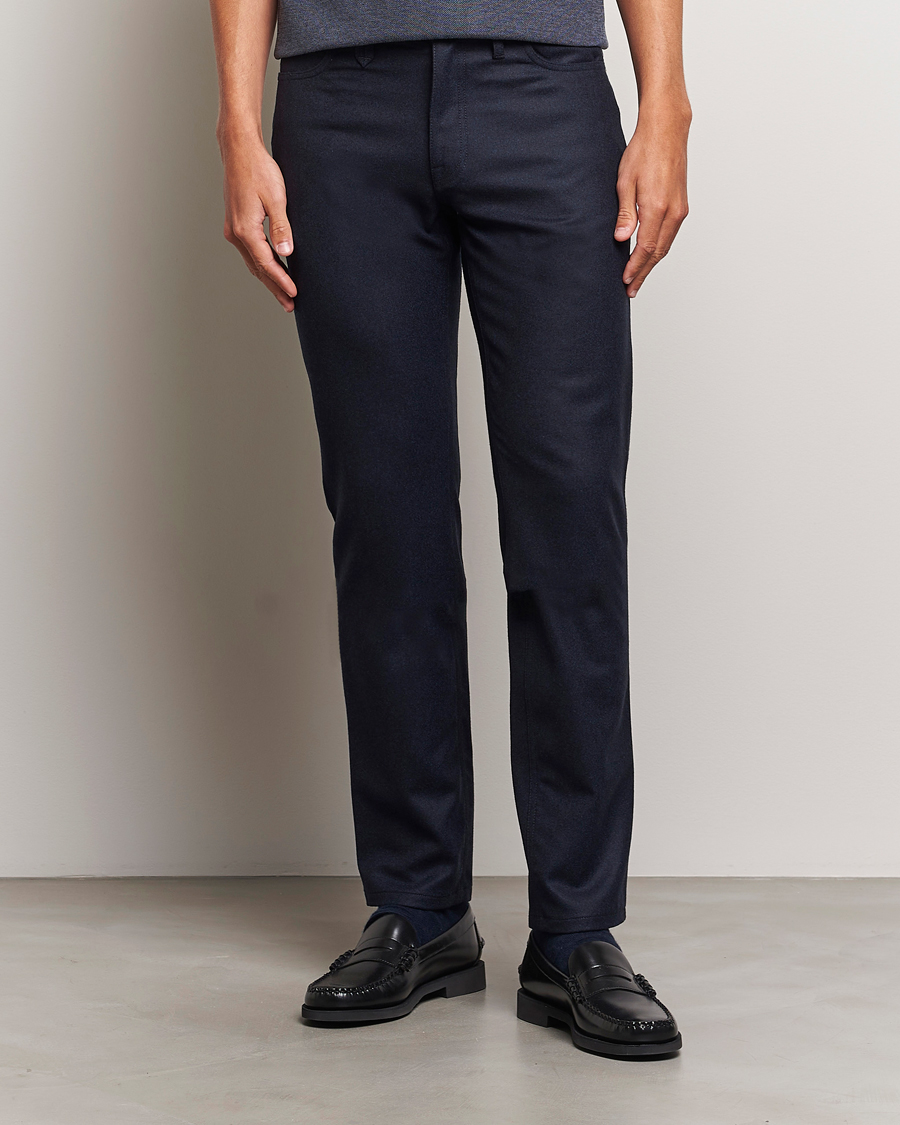 Uomini | Italian Department | Brioni | Slim Fit 5-Pocket Flannel Pants Navy