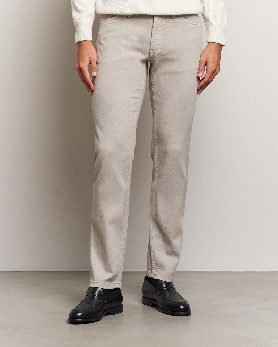 Uomini | Italian Department | Brioni | Slim Fit 5-Pocket Cotton Pants Light Beige