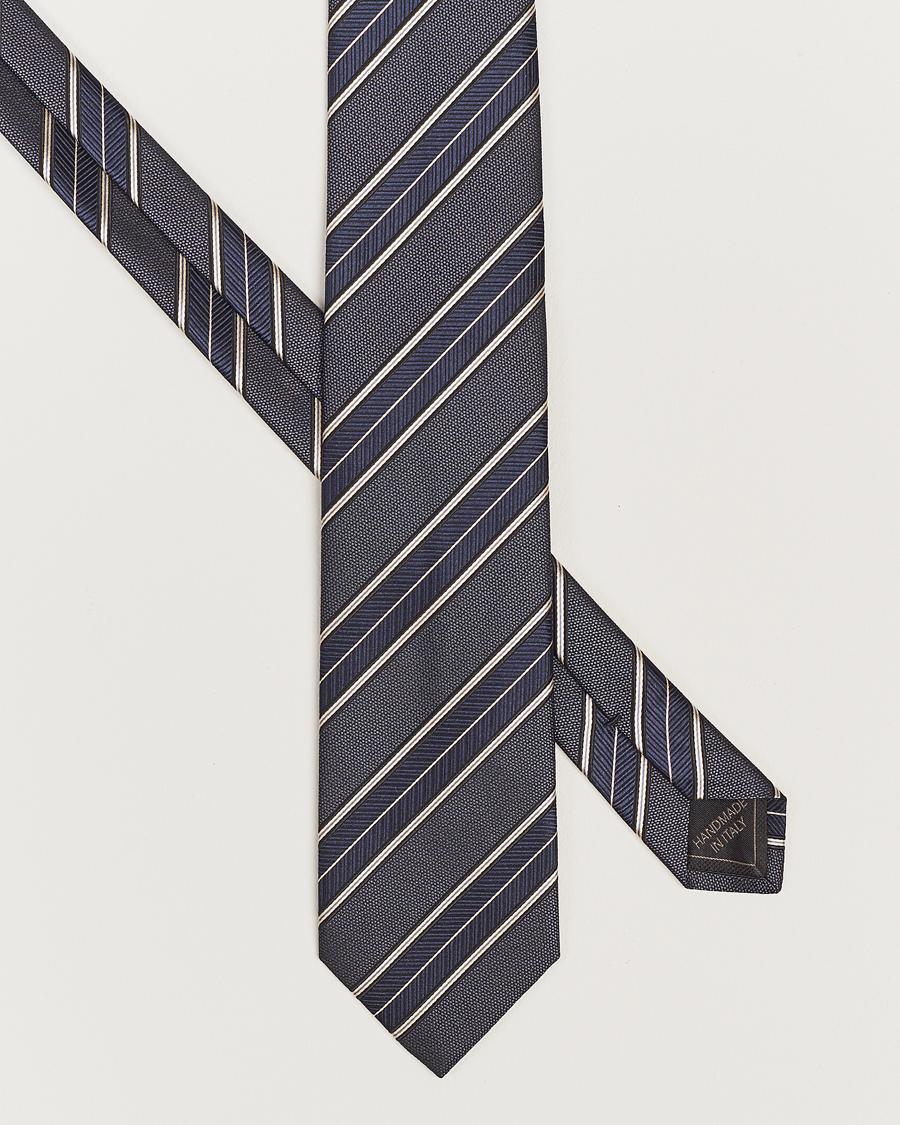 Uomini | Italian Department | Brioni | Regimental Stripe Silk Tie Navy