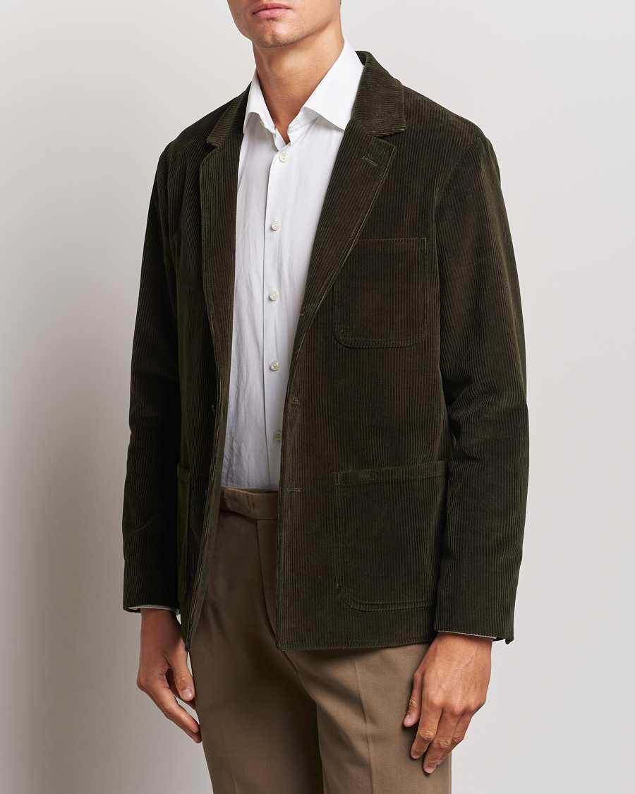 Uomini | Boglioli | Boglioli | Wale Corduroy Painter Jacket Dark Green