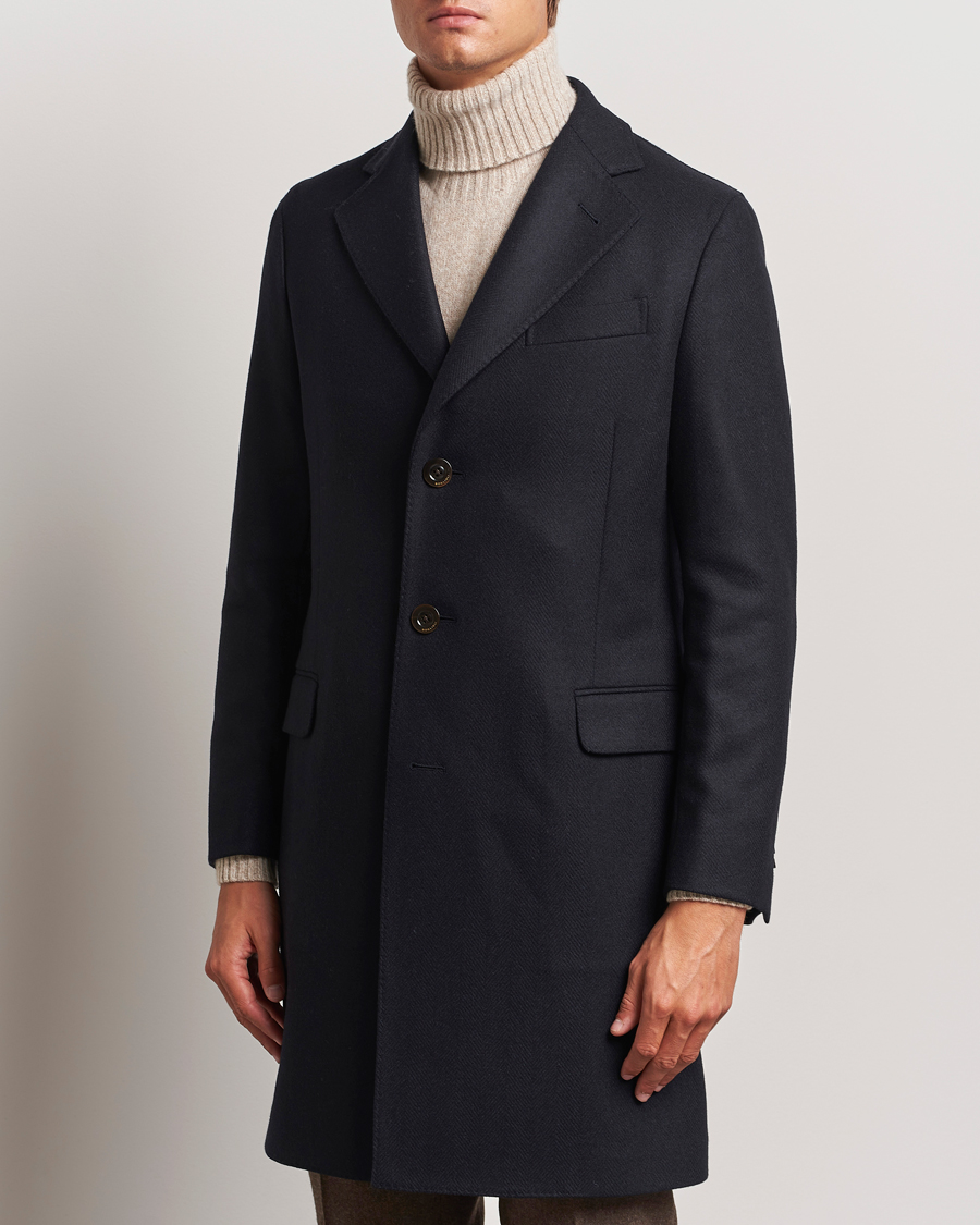 Uomini | Abbigliamento | Boglioli | Herringbone Wool Coat Navy