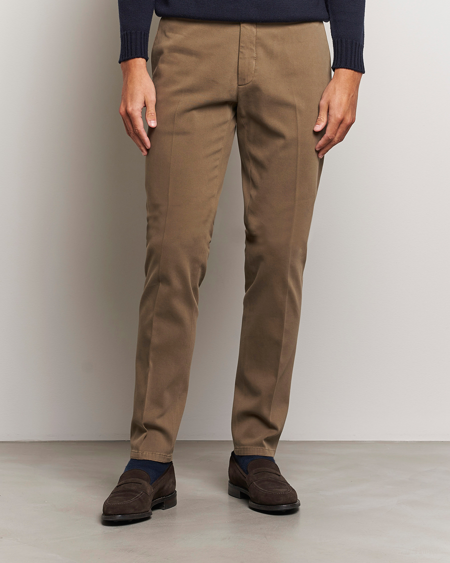 Uomini | Pantaloni | Boglioli | Cotton Twill Trousers Brown