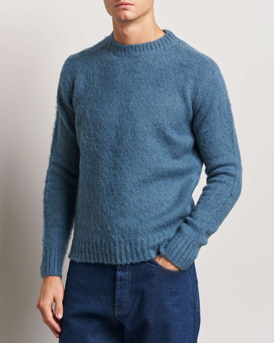 Uomini |  | Aspesi | Brushed Shetland Sweater Blue