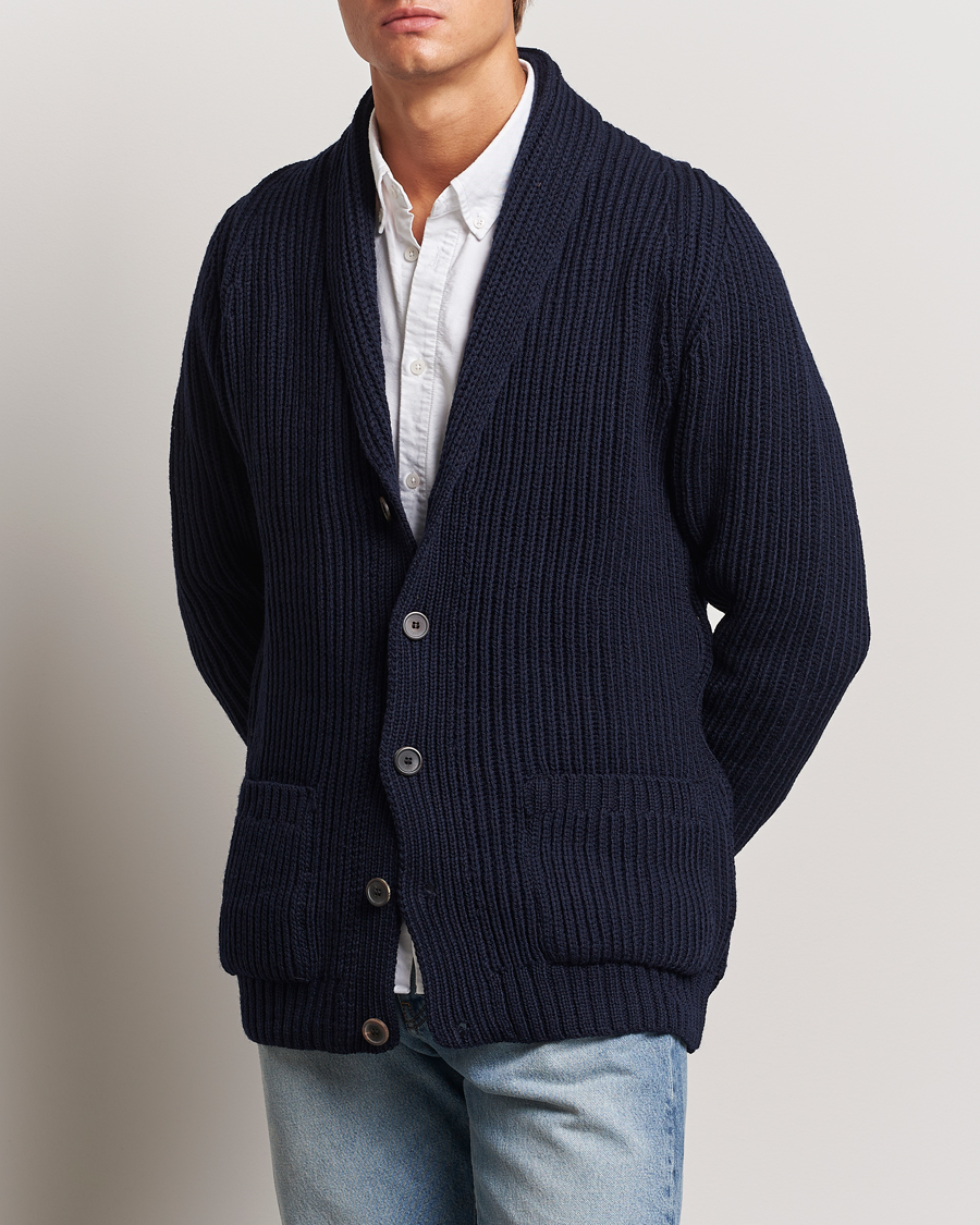 Uomini | Maglieria | Gloverall | Shawl Collar Cardigan Navy